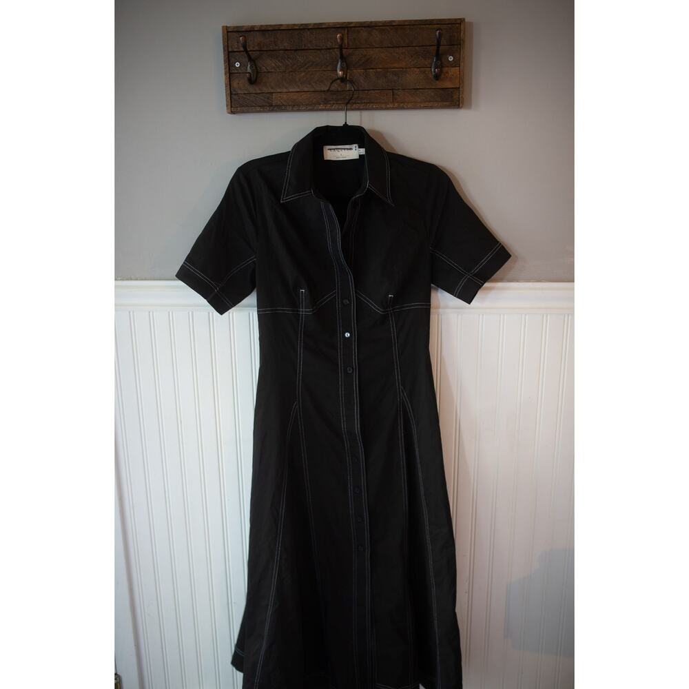 Anthropologie Exquise Short-Sleeve Seamed Pleated Midi Dress Small - Picture 2 of 4